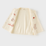 Dave&Bella Toddler Girls Beige Cute Jacquard Comfortable Soft Cotton Vests