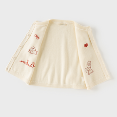 Dave&Bella Toddler Girls Beige Cute Jacquard Comfortable Soft Cotton Vests