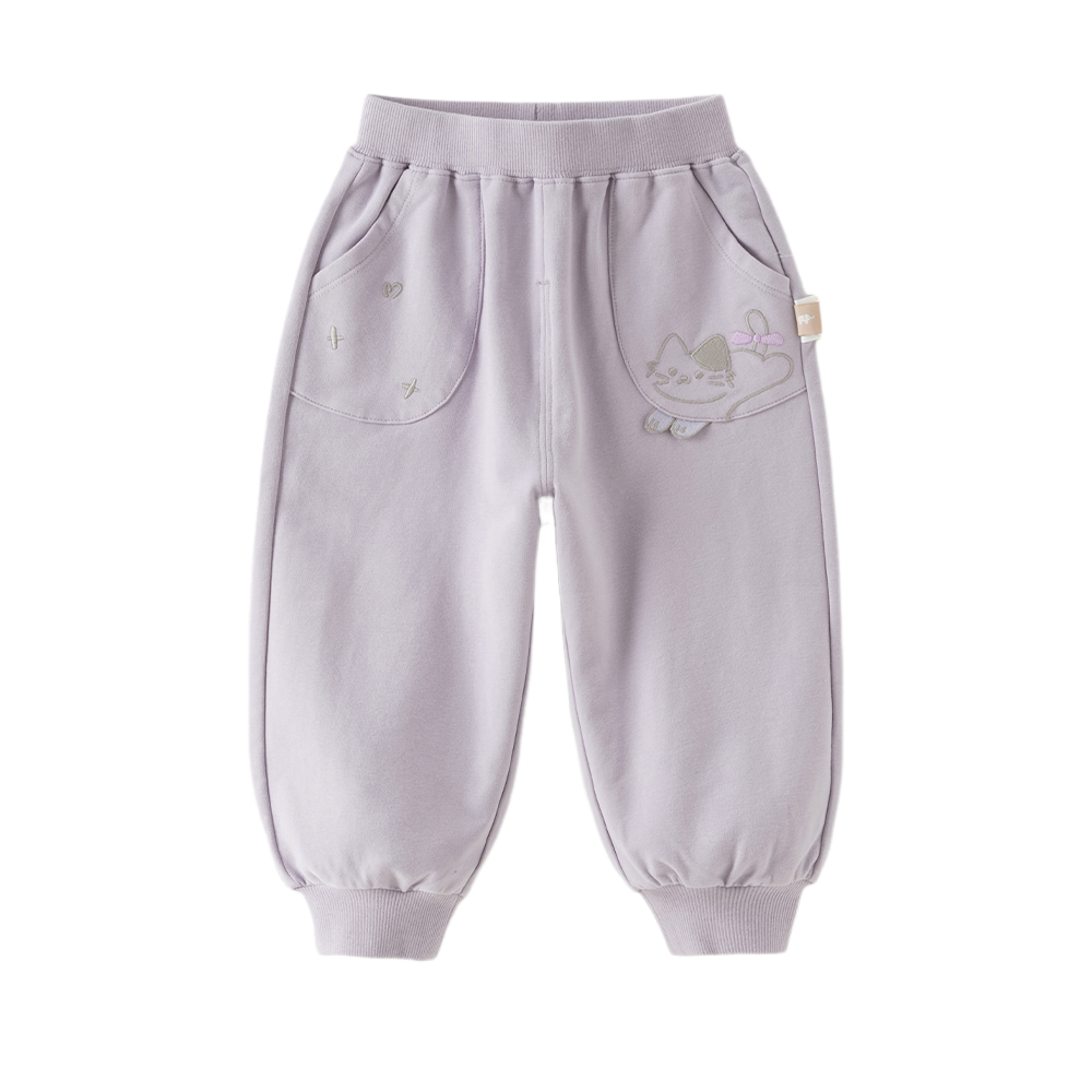 Dave&Bella Toddler Girls Grey/Purple Cute Print Comfortable Casual Soft Jogger Pants