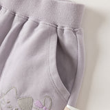 Dave&Bella Toddler Girls Grey/Purple Cute Print Comfortable Casual Soft Jogger Pants
