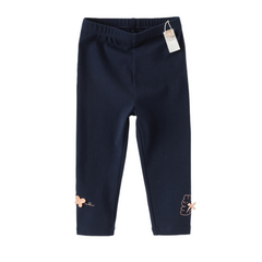 Dave&Bella Toddler Girls Navy/Light Khaki Simple Versatile Fleece Leggings
