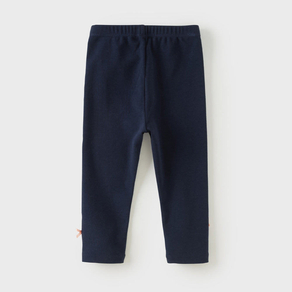 Dave&Bella Toddler Girls Navy/Light Khaki Simple Versatile Fleece Leggings