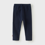 Dave&Bella Toddler Girls Navy/Light Khaki Simple Versatile Fleece Leggings