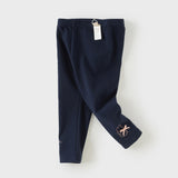 Dave&Bella Toddler Girls Navy/Light Khaki Simple Versatile Fleece Leggings