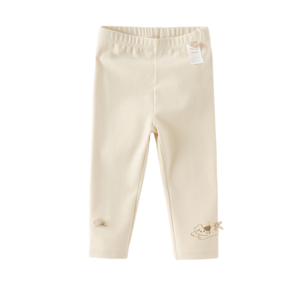 Dave&Bella Toddler Girls Navy/Light Khaki Simple Versatile Fleece Leggings