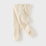 Dave&Bella Toddler Girls Navy/Light Khaki Simple Versatile Fleece Leggings