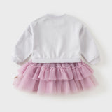 Dave&Bella Toddler Girls Purple Cute Rabbit Print Long Sleeve Mesh Skirt Suits