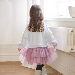 Dave&Bella Toddler Girls Purple Cute Rabbit Print Long Sleeve Mesh Skirt Suits