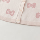 Dave&Bella Toddler Girls Pink Sweet Bow Tie Jacquatd Hooded Soft Comfortable Cardigans