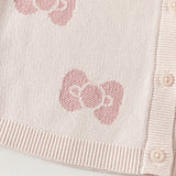 Dave&Bella Toddler Girls Pink Sweet Bow Tie Jacquatd Hooded Soft Comfortable Cardigans