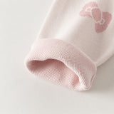 Dave&Bella Toddler Girls Pink Sweet Bow Tie Jacquatd Hooded Soft Comfortable Cardigans