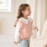 Dave&Bella Toddler Girls Pink/Red Cute Flutter Sleeve Cotton Soft Knitted Vests