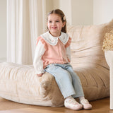 Dave&Bella Toddler Girls Pink/Red Cute Flutter Sleeve Cotton Soft Knitted Vests