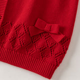Dave&Bella Toddler Girls Pink/Red Cute Flutter Sleeve Cotton Soft Knitted Vests
