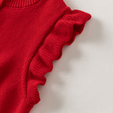 Dave&Bella Toddler Girls Pink/Red Cute Flutter Sleeve Cotton Soft Knitted Vests