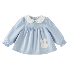 Dave&Bella Toddler Girls Blue Cute Rabbit Print A-line Dress-Style Cozy Cotton T-shirts