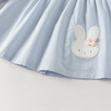 Dave&Bella Toddler Girls Blue Cute Rabbit Print A-line Dress-Style Cozy Cotton T-shirts