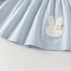 Dave&Bella Toddler Girls Blue Cute Rabbit Print A-line Dress-Style Cozy Cotton T-shirts