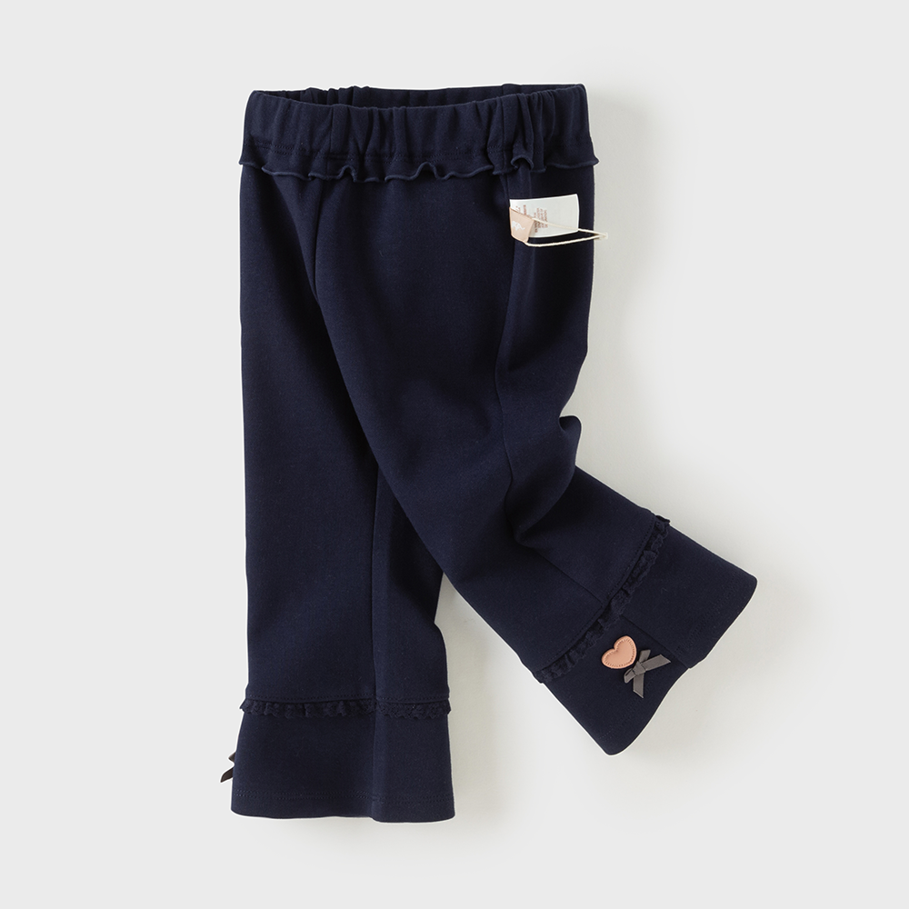 Dave&Bella Toddler Girls Navy Stretchy Simple Versatile Flared Pants