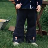 Dave&Bella Toddler Girls Navy Stretchy Simple Versatile Flared Pants