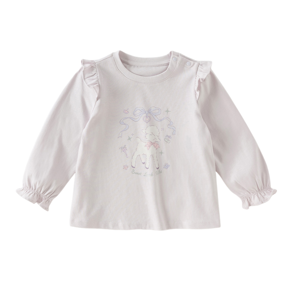 Dave&Bella Toddler Girls Purple Cute Sheep Print Cotton Soft Casual T-shirts