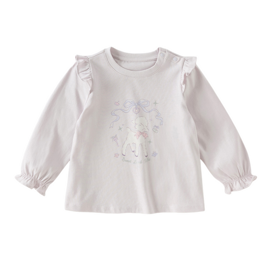 Dave&Bella Toddler Girls Purple Cute Sheep Print Cotton Soft Casual T-shirts