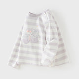 Dave&Bella Toddler Girls Pink White/Purple Striped Lovely Cotton Soft T-shirts