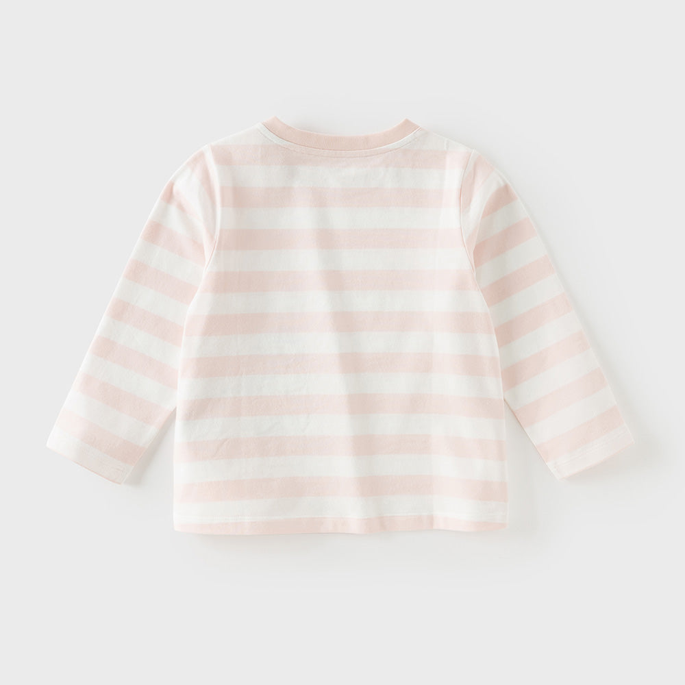 Dave&Bella Toddler Girls Pink White/Purple Striped Lovely Cotton Soft T-shirts