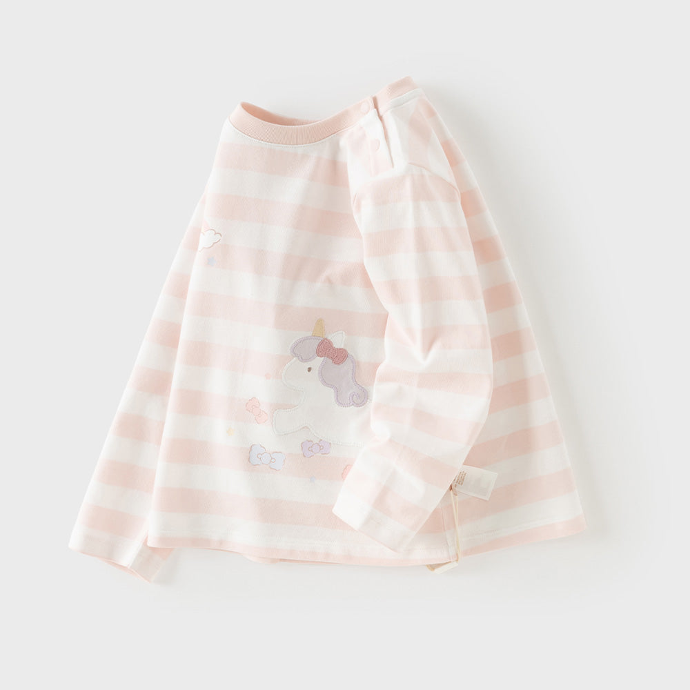 Dave&Bella Toddler Girls Pink White/Purple Striped Lovely Cotton Soft T-shirts