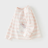 Dave&Bella Toddler Girls Pink White/Purple Striped Lovely Cotton Soft T-shirts