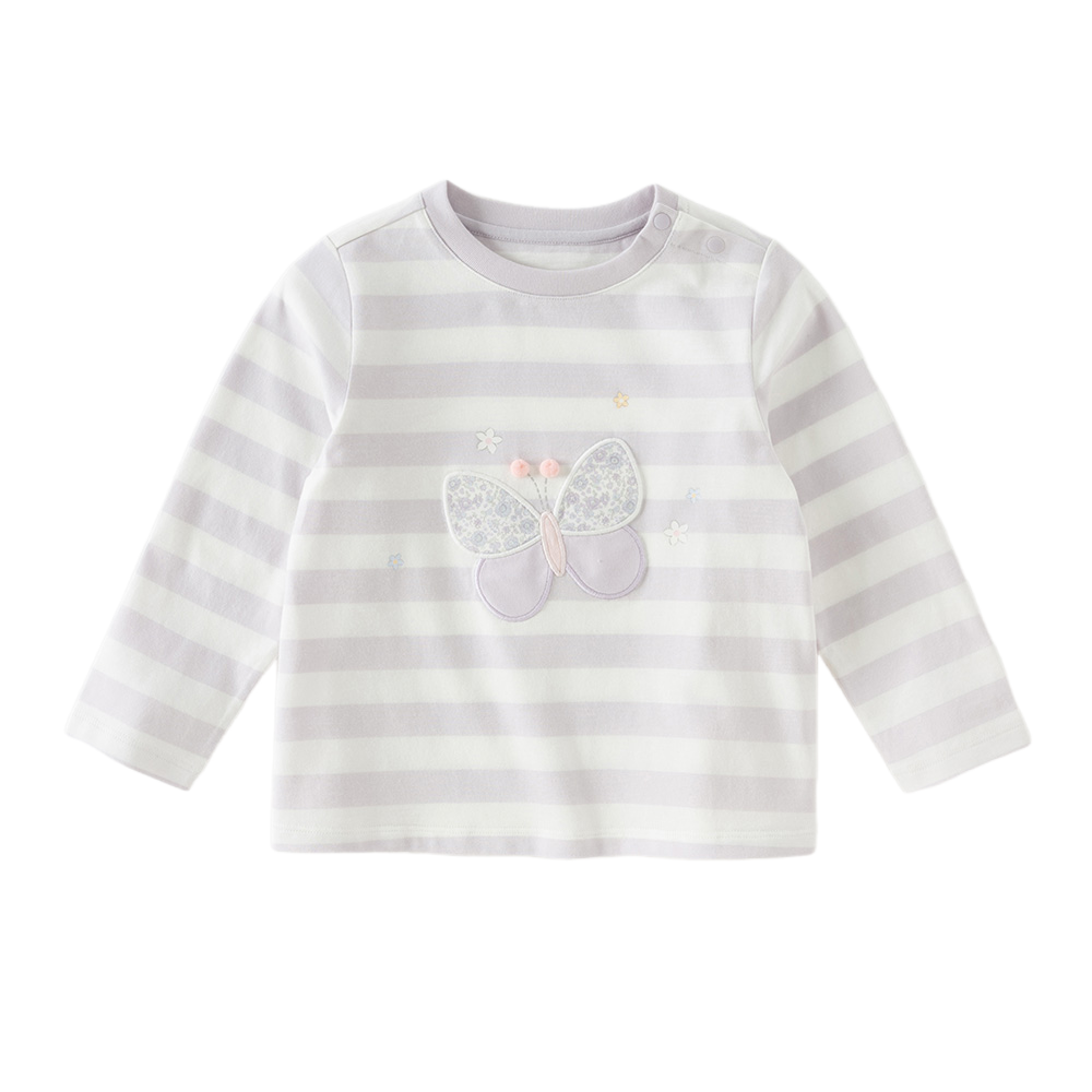 Dave&Bella Toddler Girls Pink White/Purple Striped Lovely Cotton Soft T-shirts