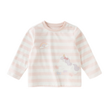 Dave&Bella Toddler Girls Pink White/Purple Striped Lovely Cotton Soft T-shirts