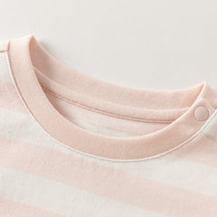 Dave&Bella Toddler Girls Pink White/Purple Striped Lovely Cotton Soft T-shirts