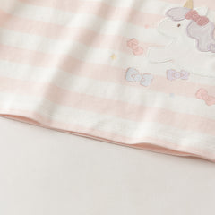 Dave&Bella Toddler Girls Pink White/Purple Striped Lovely Cotton Soft T-shirts