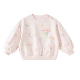 Dave&Bella Toddler Girls Pink Lovely Print Soft Daily Versatile Sweatshirts