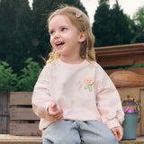 Dave&Bella Toddler Girls Pink Lovely Print Soft Daily Versatile Sweatshirts