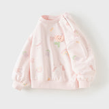 Dave&Bella Toddler Girls Pink Lovely Print Soft Daily Versatile Sweatshirts