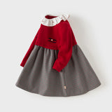 Dave&Bella Toddler Girls Red Doll Collar Striped Soft Comfortable Cotton A-line Dress