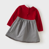 Dave&Bella Toddler Girls Red Doll Collar Striped Soft Comfortable Cotton A-line Dress