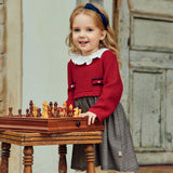 Dave&Bella Toddler Girls Red Doll Collar Striped Soft Comfortable Cotton A-line Dress