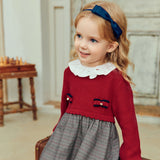 Dave&Bella Toddler Girls Red Doll Collar Striped Soft Comfortable Cotton A-line Dress