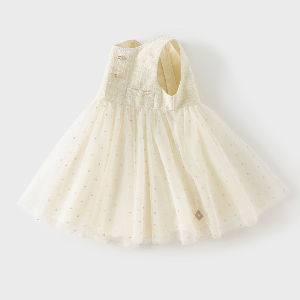 Dave&Bella Toddler Girls Beige Party Birthday Fashion Sleeveless A-line Mesh Dress