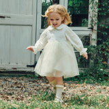 Dave&Bella Toddler Girls Beige Party Birthday Fashion Sleeveless A-line Mesh Dress