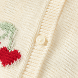Dave&Bella Toddler Girls White Cherry Jacquard Doll Collar Comfortable Cardigans
