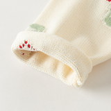 Dave&Bella Toddler Girls White Cherry Jacquard Doll Collar Comfortable Cardigans