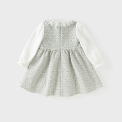 Dave&Bella Toddler Girls Grey Long Sleeve Doll Collar Comfortable A-line Dress