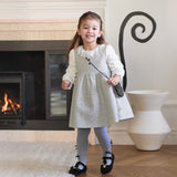 Dave&Bella Toddler Girls Grey Long Sleeve Doll Collar Comfortable A-line Dress