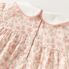 Dave&Bella Toddler Girls Pink Floral Doll Collar Cozy Cotton Pant Suits
