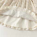 Dave&Bella Toddler Girls Beige Floral Print Doll Collar Sweet Cozy Soft Cotton A-line Dress