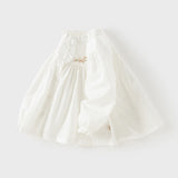 Dave&Bella Toddler Girls White/Light Blue Elegant Ruffle Details Cozy Cotton T-shirts